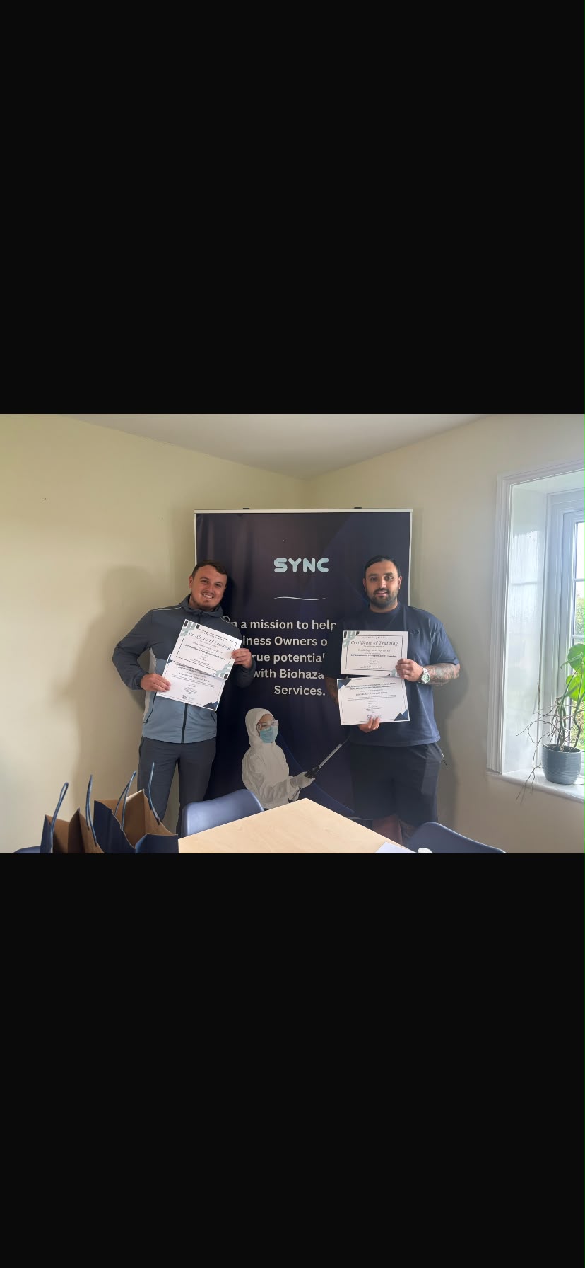 SceneSafe Bio UK team with specialist biohazard cleaning training certificates